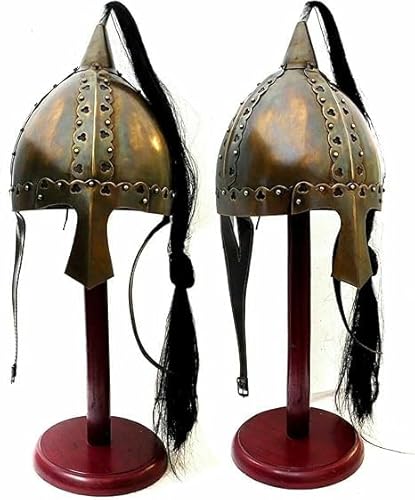 Gulvintilabcal Mittelalterlicher römischer Helm Stahlritter Rüstung Kampfkrieger LARP Norman Kopf Kostüm mit Feder für Rollenspiel/Cosplay & Heimdekoration von Gulvintilabcal