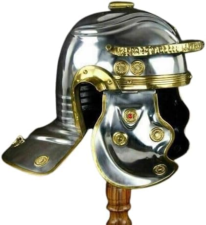 Gulvintilabcal Mittelalterlicher römischer Helm aus Stahl und Messing, Ritterrüstung, funktionaler Kampfschützer, Kopfkostüm für Rollenspiel/Cosplay & Heimdekoration, Standard von Gulvintilabcal