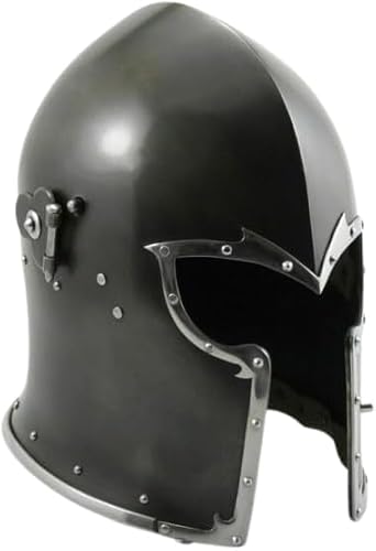 Gulvintilabcal Mittelalterlicher schwarzer Helm, Stahlritter-Rüstung, Kampfkrieger, LARP, Kreuzritter-Kopf-Kostüm für Rollenspiel/Cosplay und Heimdekoration, Standard von Gulvintilabcal