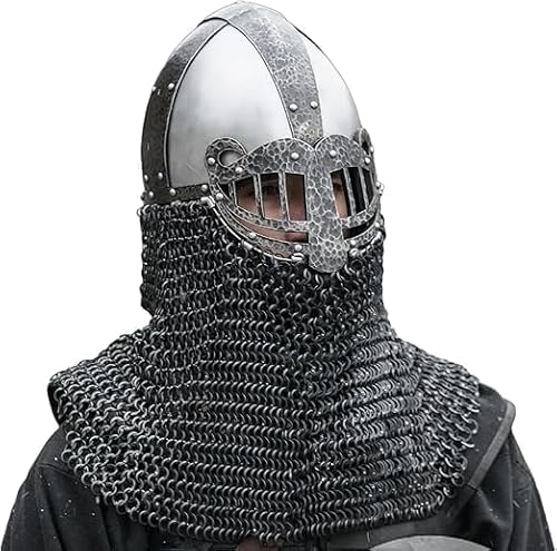 Gulvintilabcal Ragnvaldur The Traveller' Chainmail Helmet Handmade 16 Gauge Steel - Viking Inspired Armor for Cosplay and Display von Gulvintilabcal