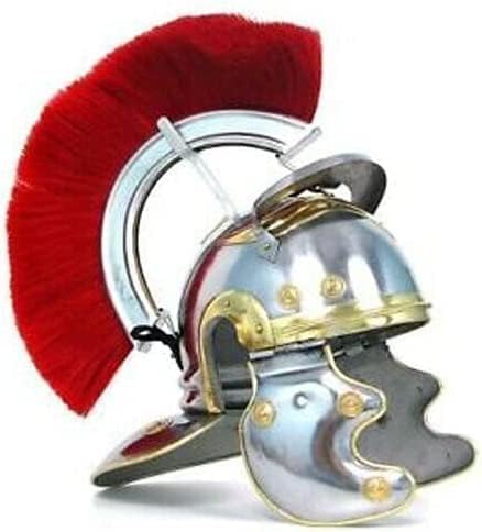 Roman Centurion Helm Rüstung | mit roter Feder & Haaren Mittelalterhelm Metall Replik Soldatenhelm SCA LARP Replik Kostüm von Gulvintilabcal