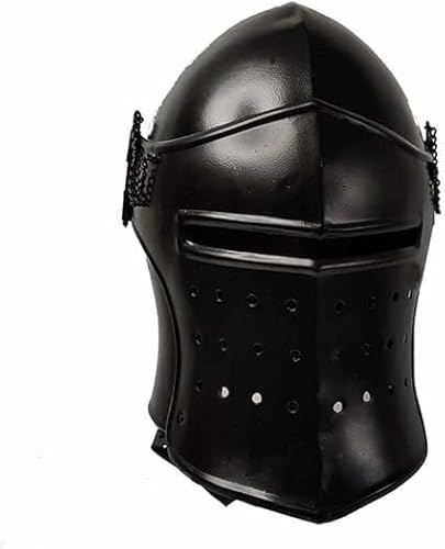 Gulvintilabcal Schwarzer Wikinger Ritterhelm, Mittelalterlicher Visierhelm, Barbute Crusader Helm für LARP, SCA & Cosplay von Gulvintilabcal