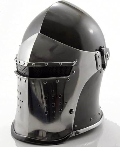 Gulvintilabcal Wikinger Visored Barbuta Battle Knight Helm Schwarz Mittelalter Helm Rüstung SCA LARP Replik Kostüm Rustikale Vintage Heimdekoration Geschenke von Gulvintilabcal