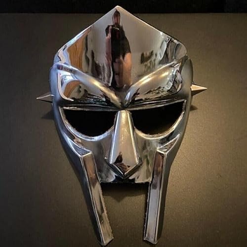 Gulvintilabcal MF DOOM Römischer Gladiatorhelm Gesichtsmaske Mittelalter Wikinger Maske Silber, Eisenstahl, Maske, Gesichtsmaske, Erwachsene, Historien- und Mittelalter-Fans, männlich von Gulvintilabcal