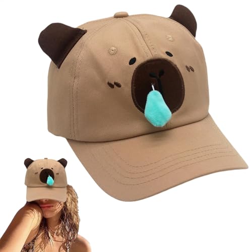 Capybara Baseball Hat, Embroidered Cute Animal Cosplay Cap, Comfortable Adjustable Fit with Fun Embroidery, 10.63 Inches Wide 7.87 Inches Cap Width, Funny Accessory for Easter Gift von Gungtj