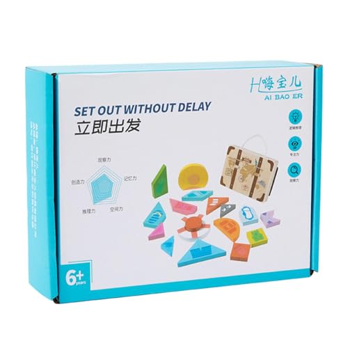 Children Educational Puzzles, Wooden Challenging Blocks Puzzle, Logical Thinking Training Aid, Portable Sensory Toys 8.07x5.91x2.17 Inches for Preschool & Nursery Learning von Gungtj