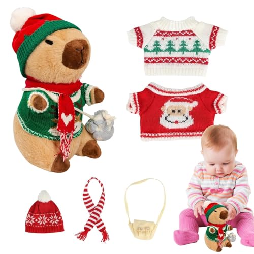 Cute Cartoon Plushie Toy, Cute Cartoon Capybara, Plush Capybara with 9 Outfits and Accessories, Interactive Fun and Dress Up Play, Perfect for Christmas Decoration, Bed, Sofa and Couch von Gungtj