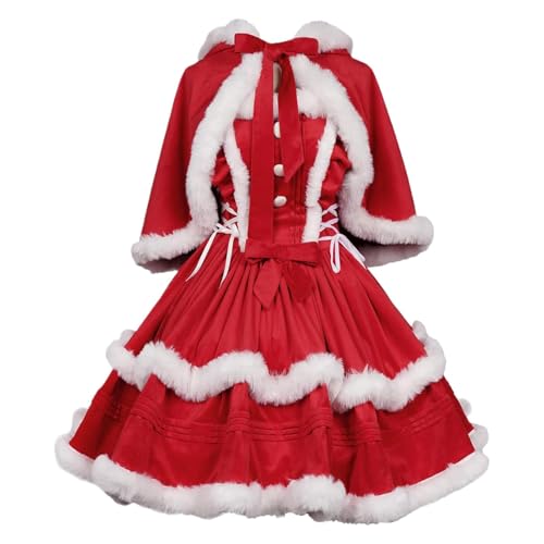 Frauen Weihnachtskleid, warmes Samt Weihnachten Outfit, Weihnachtskleid für Erwachsene, Kapuzenumhang Kleid für Damen, Weihnachtsoutfit für Damen, Samt Weihnachtskleid für Frauen, Frauen von Gungtj