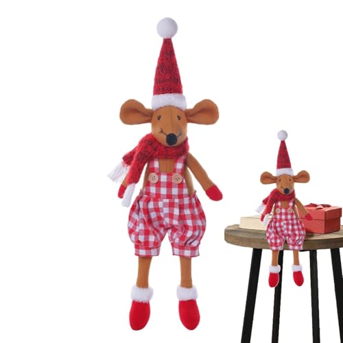 Gungtj Adorable Long-Legged Christmas Mice Plush Decorations – Soft Stuffed Mice in Plaid Fabric for Mantels, Shelves, Dining Tables, and Kitchen Cabinets – Festive Holiday Décor Dolls von Gungtj