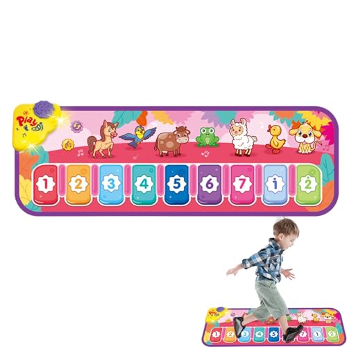 Gungtj Bodenklaviermatte, Musikmatte - Musikalische Spielmatte für Kinder - Piano Touch Spielmatte, Piano Animal Touch Spielmatte mit integrierten Liedern, lustiges interaktives Lernspielzeug für von Gungtj