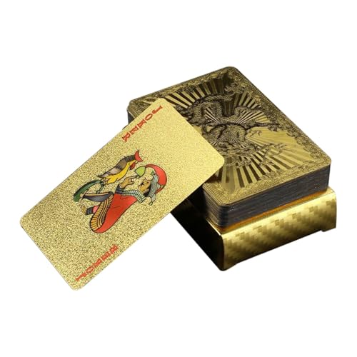 Gungtj Gold Foil Poker Cards, Portable Playing Cards, Elegant Design, Portable Convenience, Waterproof Card Deck, 3.43x2.24 inches, PVC for Parties and Gatherings von Gungtj