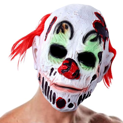 Gungtj Halloween- -Maske, rotes Haar, gruselige -Maske, gruseliges Clowngesicht, -Kostüm, -Fotografie-Requisite, gruselige -Requisite, -Maske für Erwachsene von Gungtj