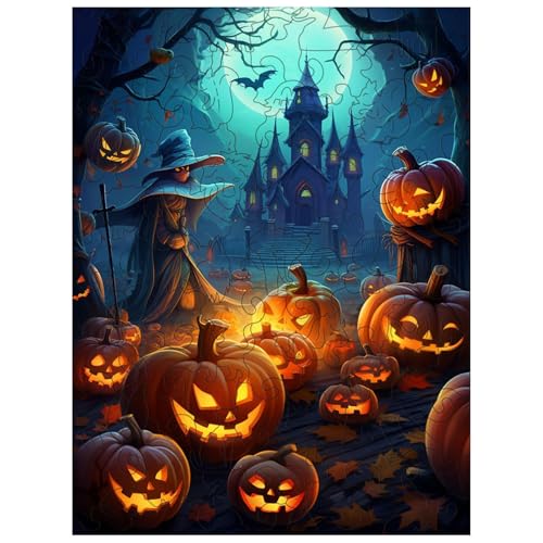 Gungtj Halloween-Puzzle,Horror-Rätsel für Erwachsene Halloween - Anspruchsvolles Puzzle für Spieleabende | 3D-Weihnachtspuzzles Horror-Spukhaus aus Holz mit, Fledermaus, Grab-Themenpuzzles, von Gungtj