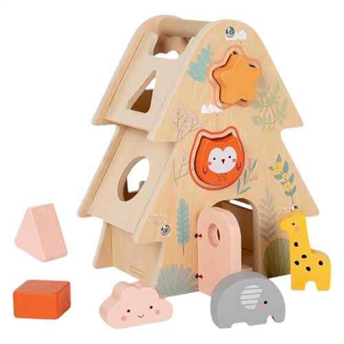 Kids Shape Sorting Cube, Wooden Animal Blocks Shape, Home & School Learning Activity,7.09x4.53x8.86 inches, Encourages Parent Child Interaction, Ideal for Kindergarten von Gungtj