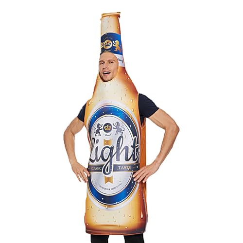 Gungtj Lustiges Bier-Outfit, Bierflaschen-Cosplay, Oktoberfest-Getränke-Outfit, Trinkflaschen-Kostüm, Bierflaschen-Rollenspiel-Kostüm, Bierflaschen-Halloween-Kostüm, perfekt für Erwachsene von Gungtj