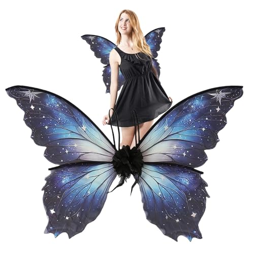 Gungtj Mädchen Feenflügel Schmetterlingsflügel Umhang Feenflügel für Erwachsene Mädchen Schmetterling Kostüm Cosplay Schmetterlingsflügel für Halloween von Gungtj