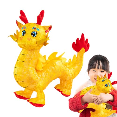 Gungtj Mondneujahrs-Drachen-Plüsch, Chinesischer Drache-Plüschpuppe - Sternzeichen Neujahr 2024 Drachenpuppe,Weiches und flauschiges Stofftier für Spielzimmer, Auto, Couch, Schlafzimmer und Wohnzimmer von Gungtj