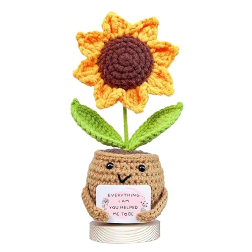 Gungtj Sunflower Emotional Support, Plush Wool Cheer Up Plant, Crochet Knitted Toy, Handcrafted Desk Decor, Motivational Present, Ideal for Home Tabtatop Decoration von Gungtj