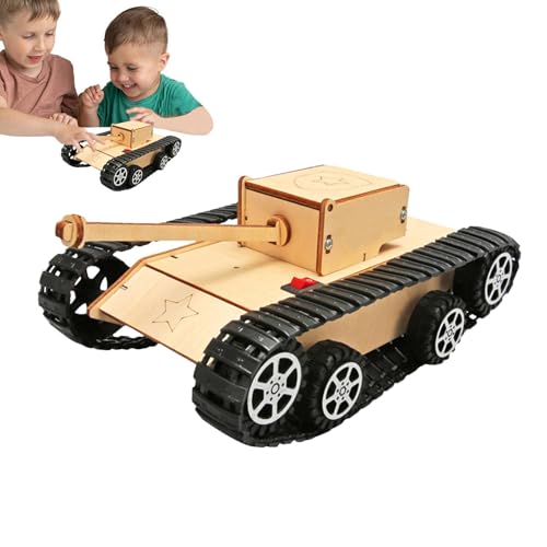 Gungtj Tank Assembly Toy, Manual Vehicle, Wooden Electric Crawler Model, Educational Science Activity, Fun Learning,Kids Stem Project, Creative Building Experience von Gungtj