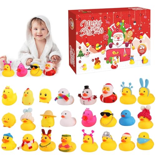 Gungtj Weihnachtsparty-Geschenke Gummienten,Weihnachtsenten-Badespielzeug,Badespielzeug Verschiedene Gummienten - Gummischwimmer, Weihnachtsparty-Ente, 24 Stück, für Kinder, Partygeschenke, von Gungtj