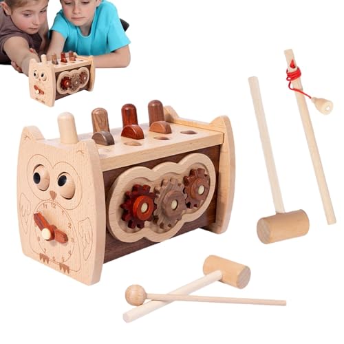 Gungtj Wood Hammering Toys, Educational Children Pounding Toy, Cute Hitting Toys, Sensory Development Toy, Fine Motor Skills Toy, Hand-Eye Coordination Game, Cartoon Hammering Toy, von Gungtj