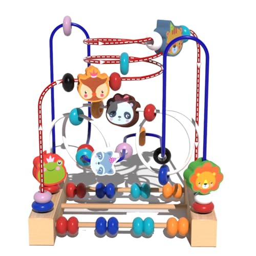 Gungtj Wooden Bead Maze | Interactive Abacus Educational Toy | Cartoon Roller Coaster Toy, Abacus Educational Toy for Preschool Learning, Interactive Bead Game for von Gungtj