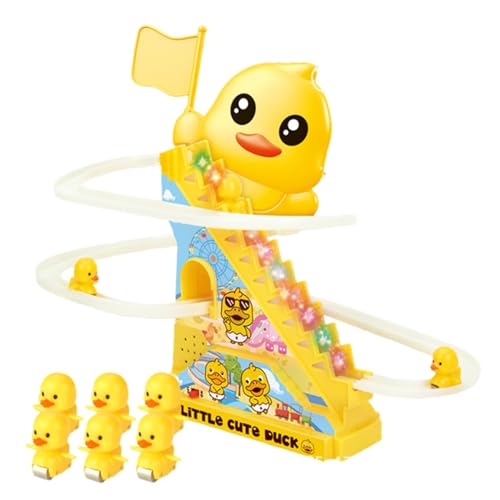 Interactive Duck Toy Set | Electric Duck Slide Roller Coaster Toy | Small Ducks Climbing Toy with Electric Track and Slide Stairs | Fun Roller Coaster for Kids, and Girls von Gungtj