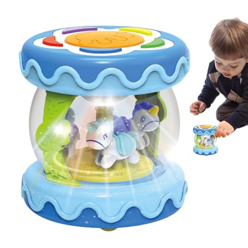 Musical Light-Up Rotating Toys, Carousel Rotating Crawling Drum, Toddler Sensory Activity Toy, Crawling Learning Drum for Babies, Interactive Drum Toy for , Light-Up Crawling Toy, von Gungtj