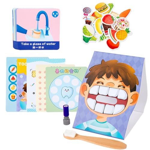 Oral Hygiene Teaching Cards, Child Oral Hygiene Cards, Tooth Defence Cards, Teeth Model Educational Set, Toothbrush and Teeth Model Set, Toothcare Model Suitable Use for von Gungtj