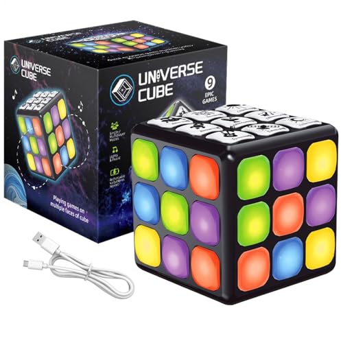 Rechargeable Game Handheld Cube, Brain Teaser Electronic Puzzle, Educational Toy with Music and Light, Cool Gadgets for Boys and Girls, Perfect for Fun Learning Skill Development von Gungtj