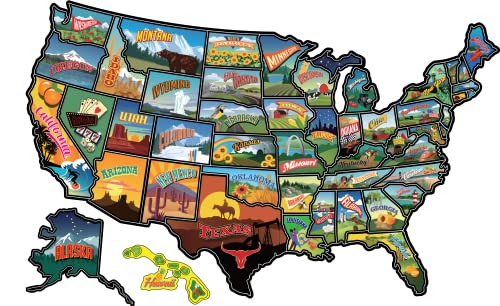 RV State Travel USA Map Vinyl Aufkleber - Camper Anhänger Aufkleber für Fenster mit Staatsflagge - Road Trip Map of America - Wasserdicht, UV-Schutz für Fenster, Tür oder Wand (beliebt) von Gunjovi