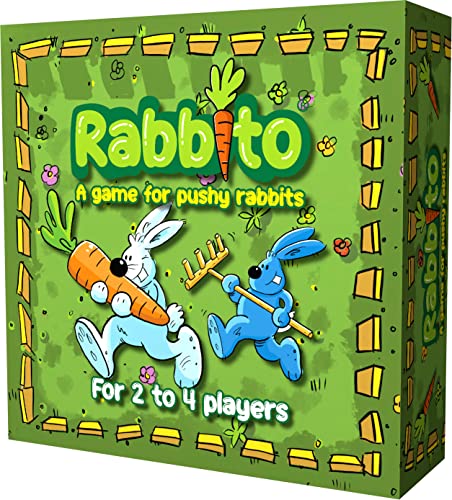 Rabbito - Ein Spiel für aufdringliche Kaninchen - Würfel werfen, die Karotten schieben und sie bekämpfen! Ein lustiges familiengeführtes Holzspiel für Kinder oder Erwachsene ab 5 bis Erwachsene von Gunpowder Studios