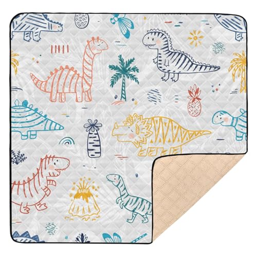 Große stabile Baby-Gymnastik- und Aktivitätsmatte für den Boden, 127 x 127 cm, niedliche Dinosaurier, bunt, ungiftig, Aktivitätsmatte für Babys, Kleinkinder, Kleinkinder von GuoChe