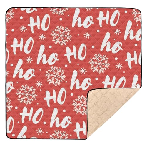 GuoChe Große rutschfeste Baby-Spielmatte für den Boden, 127 x 127 cm, Hohohoho, roter Weihnachtsmann, lacht, wasserdicht, Aktivität, Unterhaltungsmatte für Babys, Säuglinge, Kleinkinder von GuoChe