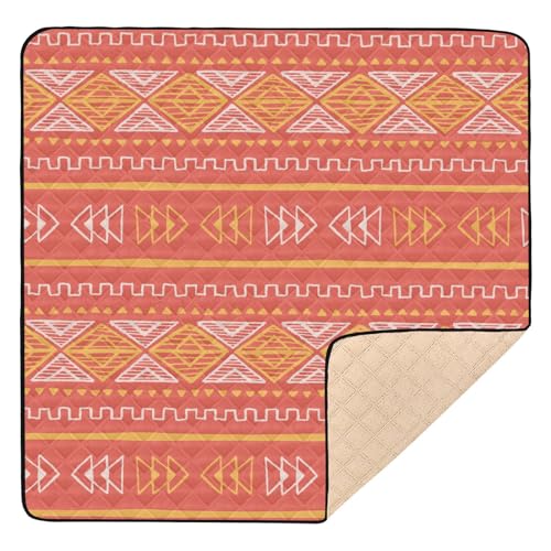 GuoChe Große stabile Baby-Spielmatte für den Boden, 127 x 127 cm, Tribal Bohemian Orange, leichte Spielzimmer-Aktivitätsmatte für Babys, Säuglinge, Kleinkinder von GuoChe