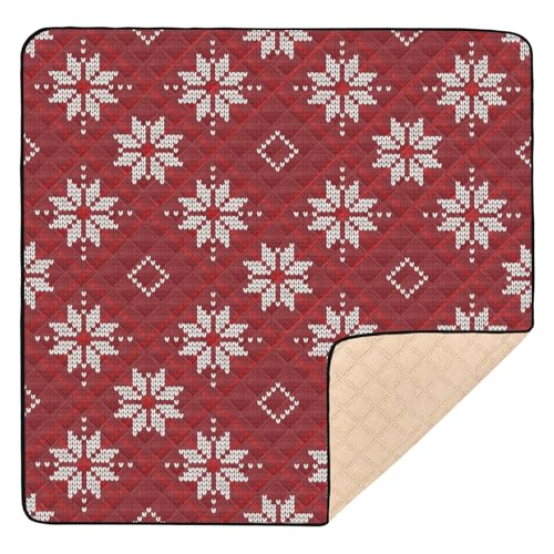 GuoChe Große stilvolle Baby-Gymnastik- und Aktivitätsmatte für drinnen und draußen, 127 x 127 cm, Frohe Weihnachten, Schneeflocken, rot, bequeme Baby-Krabbelmatte für Babys, Säuglinge, Kleinkinder von GuoChe