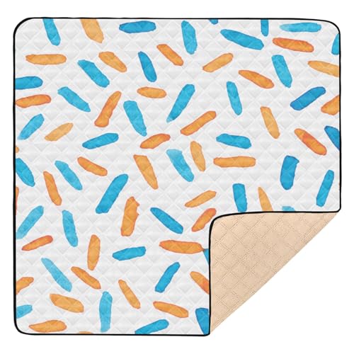 GuoChe Weiche, dicke Baby-Gymnastik- und Aktivitätsmatte für den Boden, 127 x 127 cm, abstraktes Orange / Blau, leichte Trittmatte für Babys, Kinder, Kleinkinder, Säuglinge von GuoChe