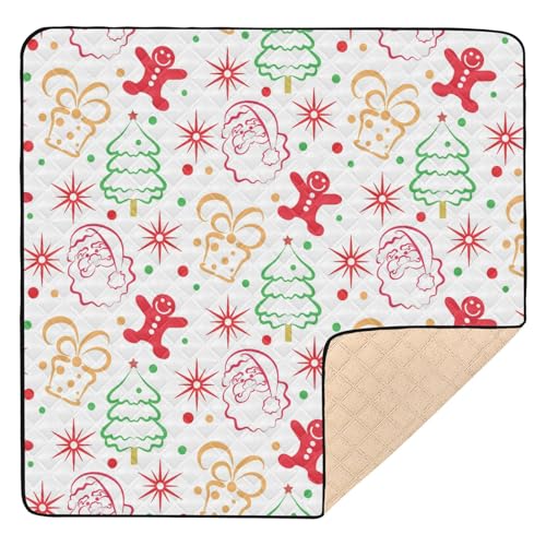 GuoChe Weiche gepolsterte Baby Turnhalle & Aktivitätsmatte für Boden 127 cm x 127 cm Weihnachtsbaum Weihnachtsmann Geschenke Kritzel bunt wasserdicht Baby Spiel Aktivitätsmatte für Baby Baby Baby von GuoChe