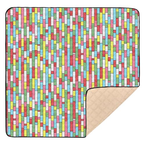 Weiche, dicke Baby-Spielmatte für den Boden, 127 x 127 cm, bunt, geometrisch, lustig, bequem, Baby-Krabbelmatte für Babys, Säuglinge, Kleinkinder von GuoChe