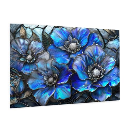 Blau Puzzle 1000 Teile Erwachsene Puzzle Blume Design für Erwachsene und Beginner, HD Farbe HolzPuzzle mit Geschenkbox Verpackung for Zimmer Deko Wohnzimmer, Geschenke für Frauen 50x75cm -z1281 Blau Puzzle 1000 Teile Erwachsene Puzzle Blume Design für Erwachsene und Beginner, HD Farbe HolzPuzzle mit Geschenkbox Verpackung for Zimmer Deko Wohnzimmer, Geschenke für Frauen 50x75cm -z1281 von Guofuos