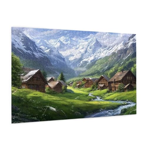 Gebirge Puzzle 1500 Teile Erwachsene Puzzle Dorf Design für Erwachsene und Beginner, HD Farbe HolzPuzzle mit Geschenkbox Verpackung for Zimmer Deko Wohnzimmer, Geschenke für Frauen 57x87cm -z380 Gebirge Puzzle 1500 Teile Erwachsene Puzzle Dorf Design für Erwachsene und Beginner, HD Farbe HolzPuzzle mit Geschenkbox Verpackung for Zimmer Deko Wohnzimmer, Geschenke für Frauen 57x87cm -z380 von Guofuos