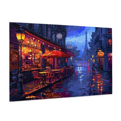 Paris Puzzle 1000 Teile Erwachsene Puzzle Straße Design für Erwachsene und Beginner, HD Farbe HolzPuzzle mit Geschenkbox Verpackung for Zimmer Deko Wohnzimmer, Geschenke für Frauen 50x75cm -z1 von Guofuos