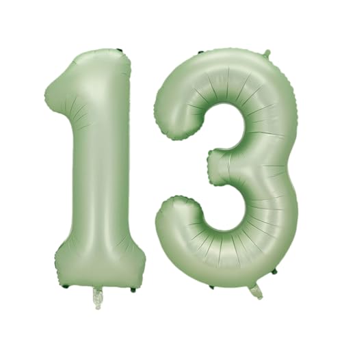 Guoguonb 40 Zoll Zahl 13. Geburtstag Deko Riesen Aufblasbar Helium Folienballon Nummer 13 Luftballons Personalisiertes Design Ballon für Gedenktag Geburtstag Dekoration (Wassermelone Grün) von Guoguonb