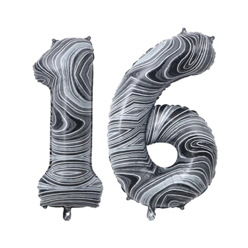 Guoguonb 40 Zoll Zahl 16. Geburtstag Deko Riesen Aufblasbar Helium Folienballon Nummer 16 Luftballons Personalisiertes Design Ballon für Gedenktag Geburtstag Dekoration (Onyx Schwarz) von Guoguonb