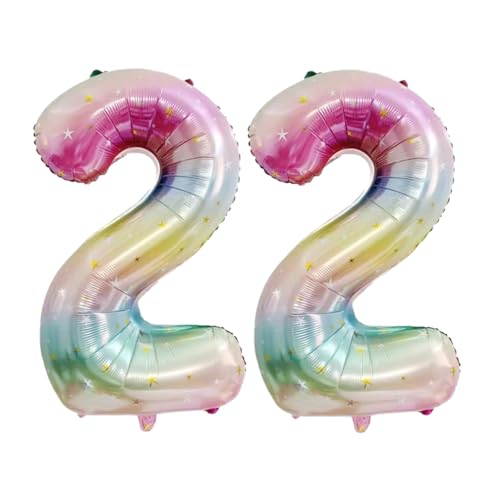 Guoguonb 40 Zoll Zahl 22. Geburtstag Deko Riesen Aufblasbar Helium Folienballon Nummer 22 Luftballons Personalisiertes Design Ballon für Gedenktag Geburtstag Dekoration (Regenbogen) von Guoguonb