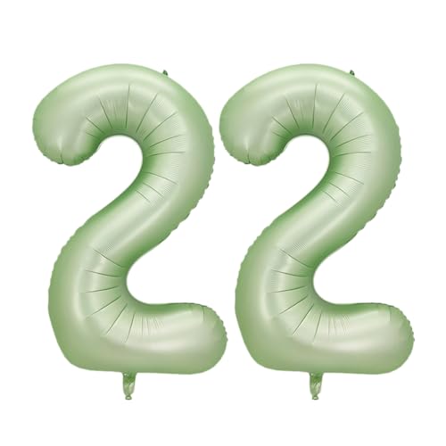 Guoguonb 40 Zoll Zahl 22. Geburtstag Deko Riesen Aufblasbar Helium Folienballon Nummer 22 Luftballons Personalisiertes Design Ballon für Gedenktag Geburtstag Dekoration (Wassermelone Grün) von Guoguonb