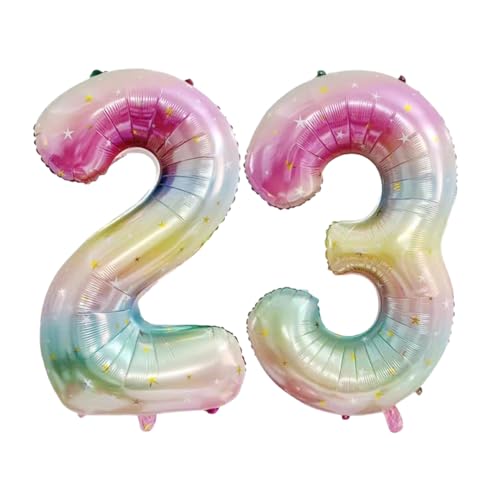 Guoguonb 40 Zoll Zahl 23. Geburtstag Deko Riesen Aufblasbar Helium Folienballon Nummer 23 Luftballons Personalisiertes Design Ballon für Gedenktag Geburtstag Dekoration (Regenbogen) von Guoguonb