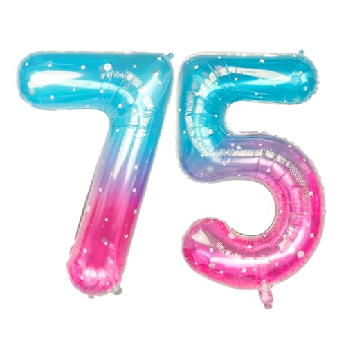 Guoguonb 40 Zoll Zahl 75. Geburtstag Deko Riesen Aufblasbar Helium Folienballon Nummer 75 Luftballons Personalisiertes Design Ballon für Gedenktag Geburtstag Dekoration (Sternenlicht) von Guoguonb