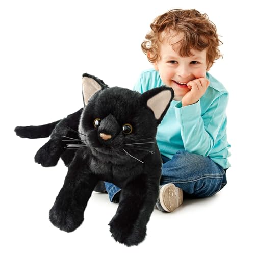 Gupcaqosjw 30,5 cm Katze Kuscheltier Wie Echt, Katze Plüschtier Schwarz, Katze Kuscheliges Stofftier, Süßes Kätzchen Plüschkätzchen Spielzeug,Geburtstagsgeschenke Für Mädchen, Jungen, Kinder von Gupcaqosjw