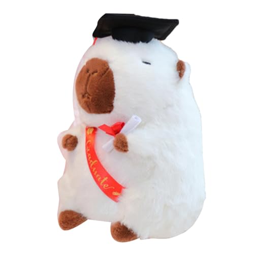 Gupcaqosjw Capybara stofftiere, Graduierung Capybara Stofftier, Abschlusshut Capybara Plüschtier, 25 cm Capybara Plüschpuppe, Süßes Capybara Plüschtier mit Bachelor Mütze und Diplom von Gupcaqosjw